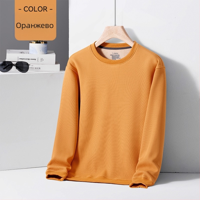 Мъжки пуловер с кръгло деколте, полиестерова смес 96%+, флисово подплатен, свободна кройка, дълъг ръкав