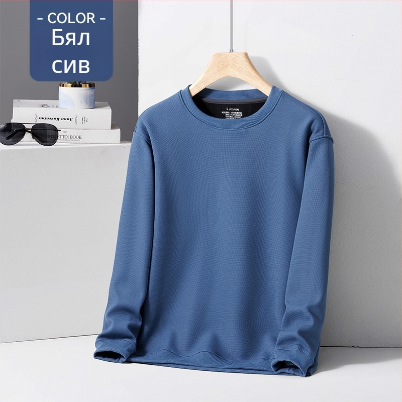 Мъжки пуловер с кръгло деколте, полиестерова смес 96%+, флисово подплатен, свободна кройка, дълъг ръкав