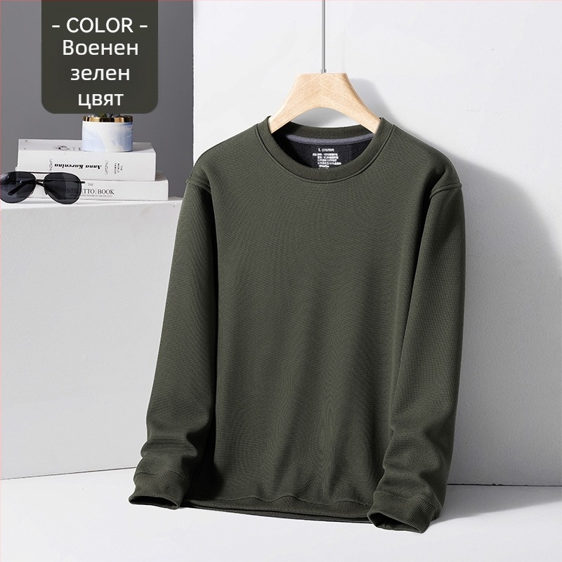 Мъжки пуловер с кръгло деколте, полиестерова смес 96%+, флисово подплатен, свободна кройка, дълъг ръкав