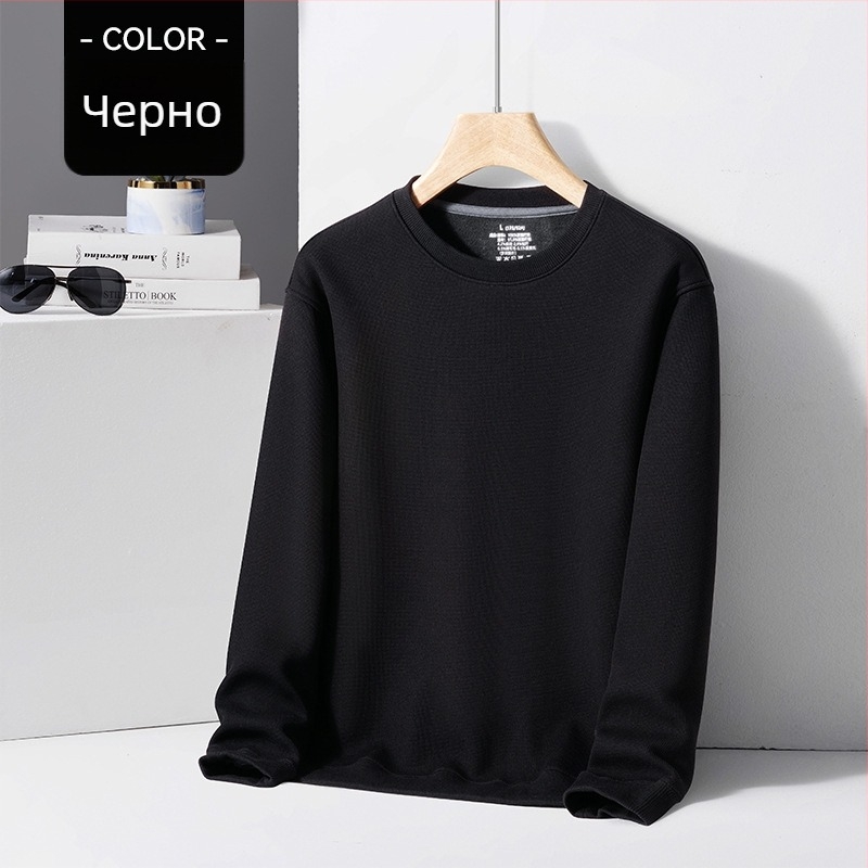 Мъжки пуловер с кръгло деколте, полиестерова смес 96%+, флисово подплатен, свободна кройка, дълъг ръкав