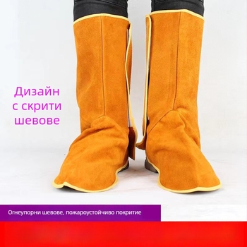 Защитник за крак заварчика от говежда кожа – термоизолиран, двуслойна говежда кожа, защита за крак на заварчик, усилена заварна защита