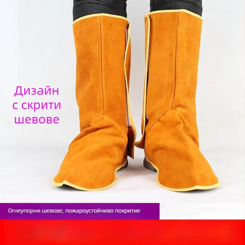 Защитник за крак заварчика от говежда кожа – термоизолиран, двуслойна говежда кожа, защита за крак на заварчик, усилена заварна защита