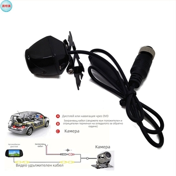 Камера за задно виждане на автомобил, 1080P, широк ъгъл, IP67 водоустойчива, 24V
