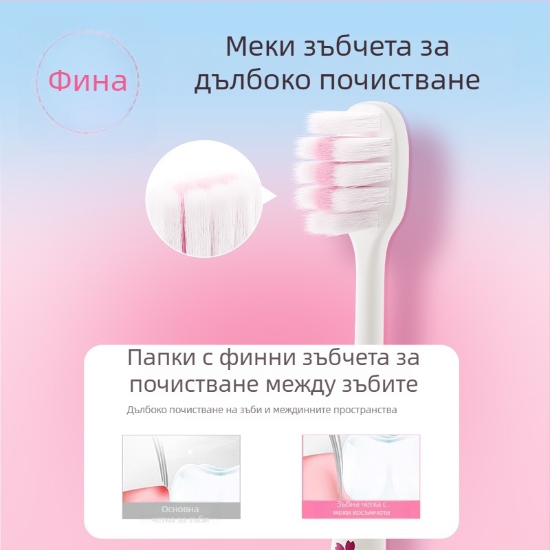 Ръчна зъбна четка за възрастни — меки косми, защита на венците, модел 001, комплект 3 бр.