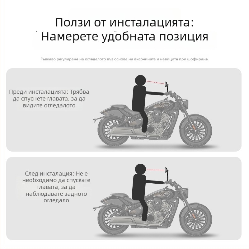 Задно огледало, ZGLS25, винт за повишаване на височината от неръждаема стомана, плоско огледало, резба 1,25 мм