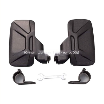 Адаптер за огледало на мотоциклет за кормило, 44 мм–50 мм, комплект от 2 бр., пластмасов, кръгло огледало, монтаж със зъбчат захват