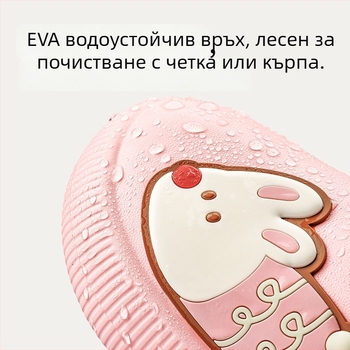 Детски памучни пантофи — карикатурен принт, EVA горна част и подметка, зимна топлина, унисекс, възраст 4–16 г