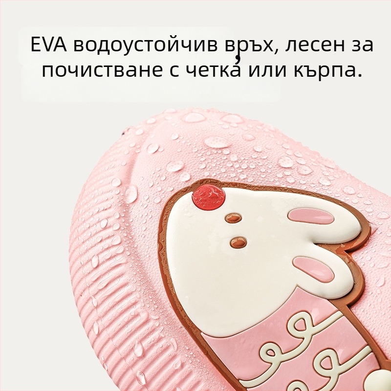Детски памучни пантофи — карикатурен принт, EVA горна част и подметка, зимна топлина, унисекс, възраст 4–16 г