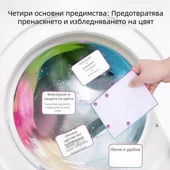 Перални листове за пране с абсорбиране на багрите – предотвратяват пренасянето на цветовете, за домашна пералня (Марка: Fan Rou)