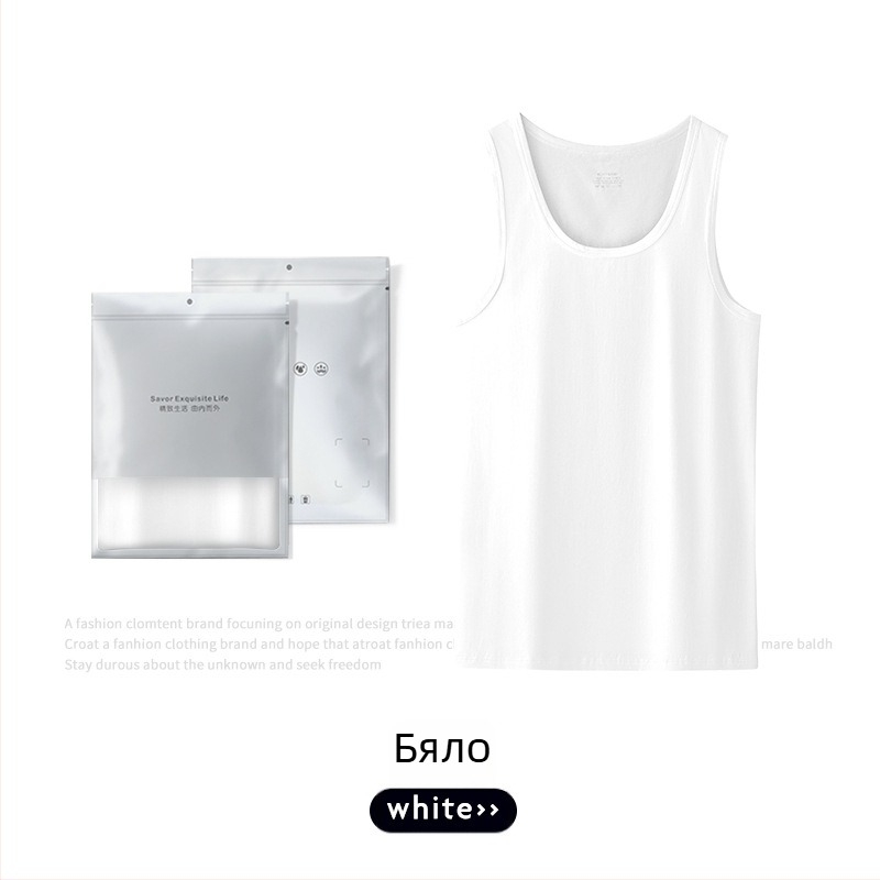 Памучен мъжки потник без ръкави за лято, едноцветен, памук 95%, за младежи, прост стил.