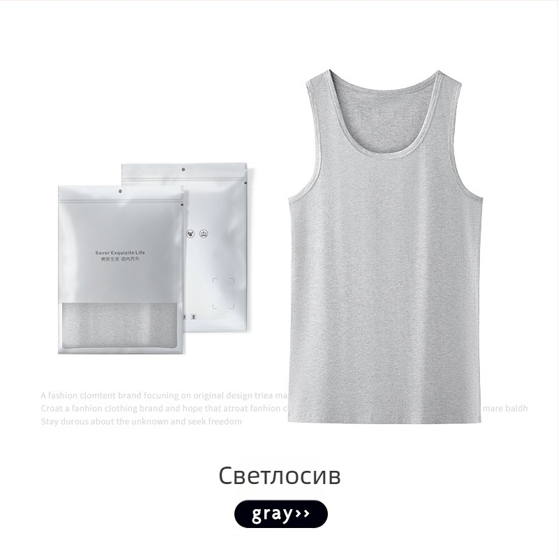 Памучен мъжки потник без ръкави за лято, едноцветен, памук 95%, за младежи, прост стил.