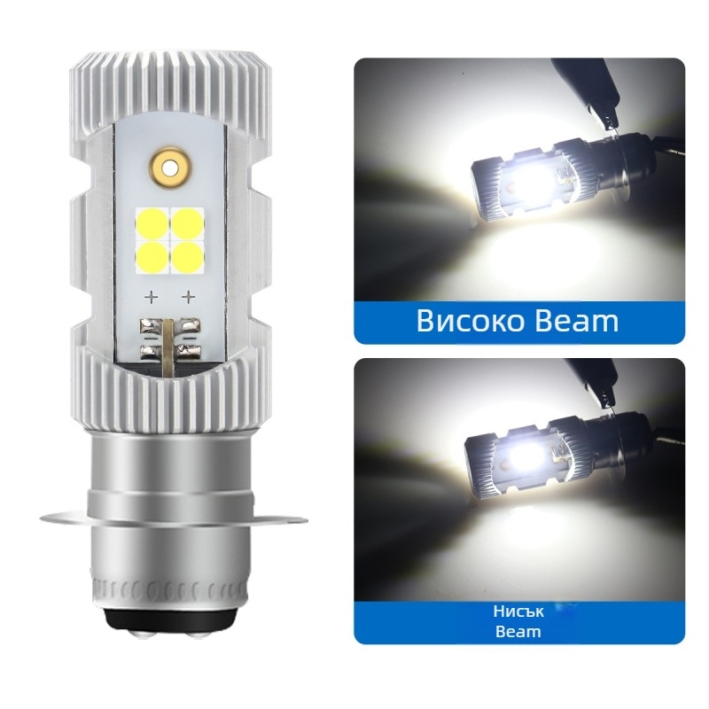 LED фар за мотоциклет P15D, двуцветен близко/далеч интегриран, алуминиева сплав, 9–96V, LED 3030, модел motor251-p15d, Kevanly