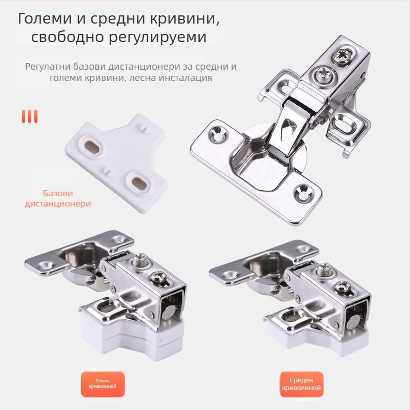 Панта за шкафове с демпфиране, неръждаема стомана 201, модел MFL07, полирана повърхност, модерен минимализъм