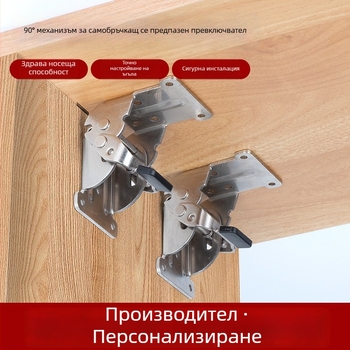 Пружинна панта за сгъване, удебелена, регулируема 90°–180°, самозаключваща за мебели (модел 7055, марка Honor Horse, манганова стомана, никелирана повърхност)