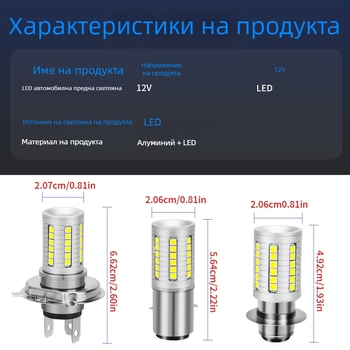 LED предни светодиодни светлини за мотоциклет — модел motor225, 12V, светодиоден източник, живот 50 000 часа