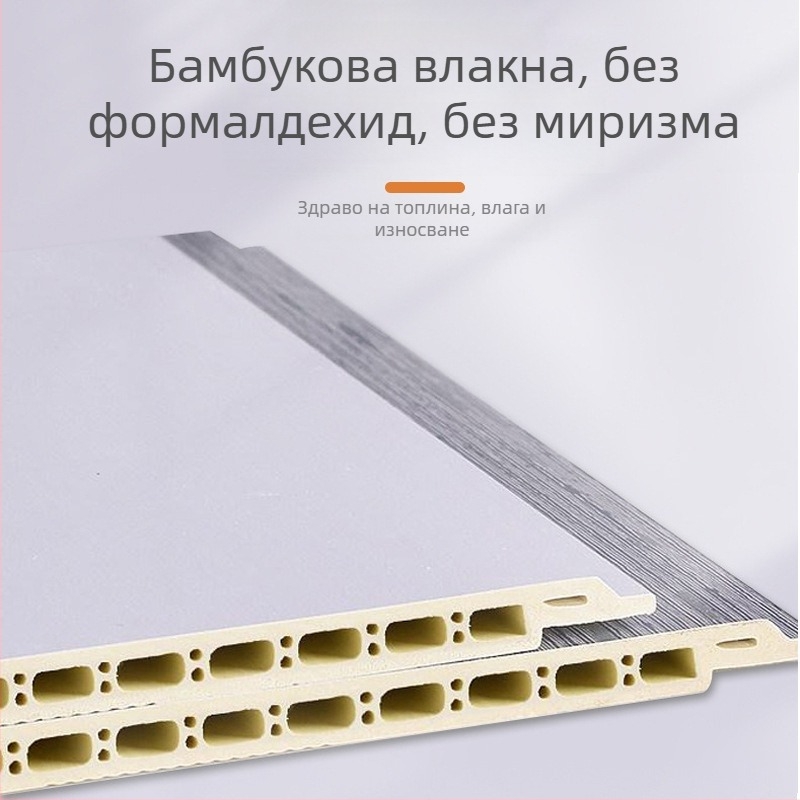 PVC стенни панели с интегриран дизайн за хотелски интериор, V-образен шев 400/600 мм, звукоизолация 0.20, топлопроводност 0.125