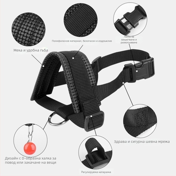 Найлонов музул за кучета, регулируем, против ухапване, против лаене, против поглъщане, удобна удебелена конструкция