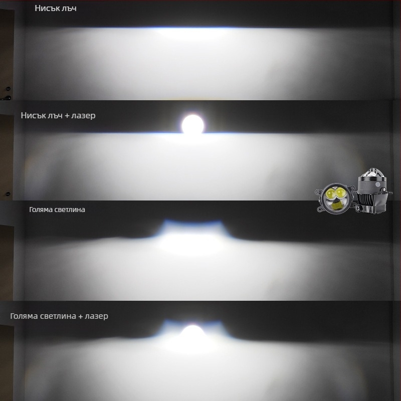 Двойна лазерна мъгла за автомобил – LED + лазер, 4800 лм, IP68, 12V, 90W