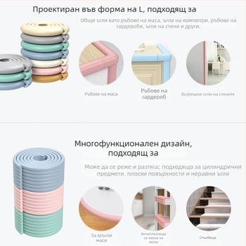 Детска мека предпазна лента за ъглите на масите - произход Yiwu, марка Neck Strength, опаковка 90 броя