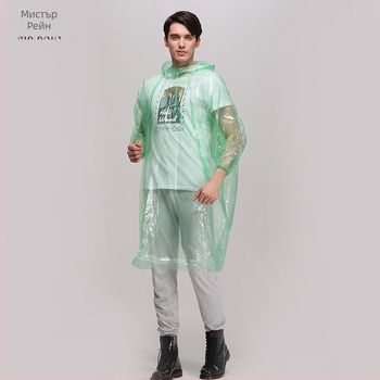 Пълен дъждовен пончо за еднократна употреба, PE плат, тънък 0.02 дебелина, за един човек, TS005PE2