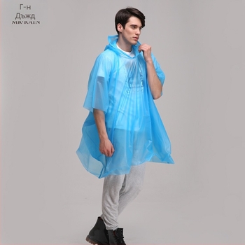 PEVA еднократна дъждовна пончо с качулка за възрастни — лека, подходяща за велосипедисти