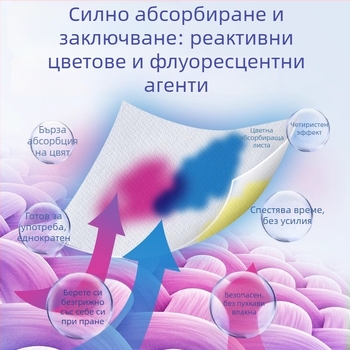 100 бр. таблетки за пране против пренасяне на багри и хартия за пране за предотвратяване на боядисване, подходящи за перални машини