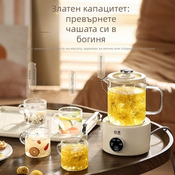 Здравословен стъклен чайник за вода и чай, анти-сухо изгаряне, 1 л, 360 W, 220 V, за домашна и офисна употреба