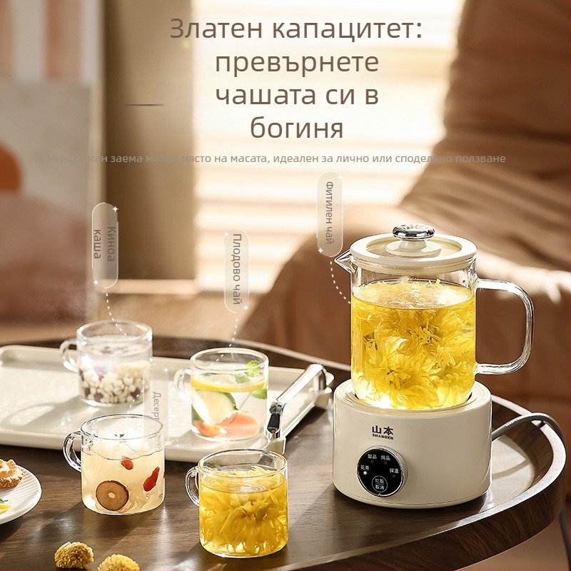 Здравословен стъклен чайник за вода и чай, анти-сухо изгаряне, 1 л, 360 W, 220 V, за домашна и офисна употреба