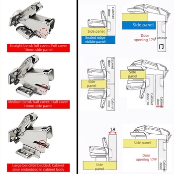 180° демпферираща панта за шкаф – голям ъгъл, сгъваема ъглова врата, студено валцована стомана, електроплатиран финиш