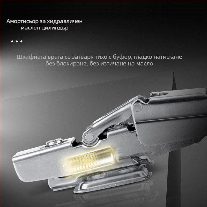 Guangdian хидравличен буферен панта за дървени врати и шкафове, никелирана студено валцована стомана, 165/175/180-градусови големи ъгли и ъглови шкафове