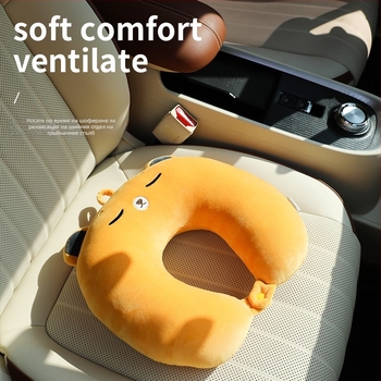 Карикатурна възглавничка за подглавник на автомобил — спандекс супер мека външна част, пълнеж PP памук, универсална съвместимост, стил карикатура, за всички сезони