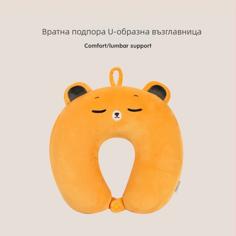 Карикатурна възглавничка за подглавник на автомобил — спандекс супер мека външна част, пълнеж PP памук, универсална съвместимост, стил карикатура, за всички сезони