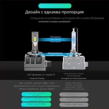 Автомобилен LED фар за глава, съвместим с D1S-D5S, 35W, 12V, 6000 lm, IP68