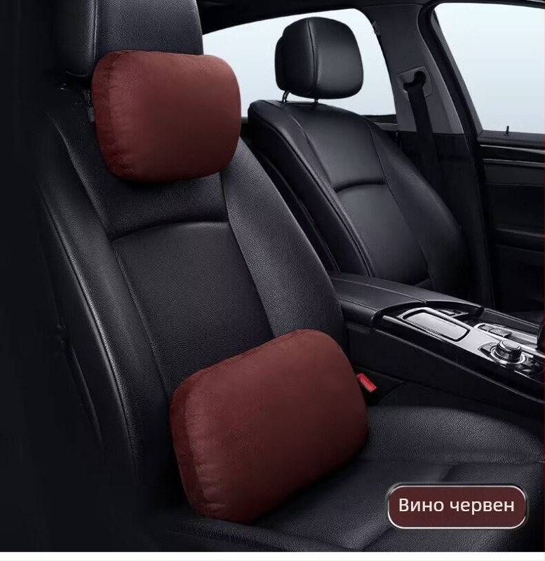 Автомобилна облегалка за глава с лумбална опора, възглавница за врата, велурено покритие, пълнеж от синтетично влакно, универсално съвместимо