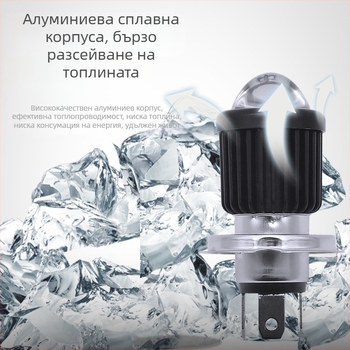 LED предна светлина за мотоциклет, електрическо превозно средство и триколка – универсална 12V-85V, 12W, 3500lm, 4000K, алуминиево тяло