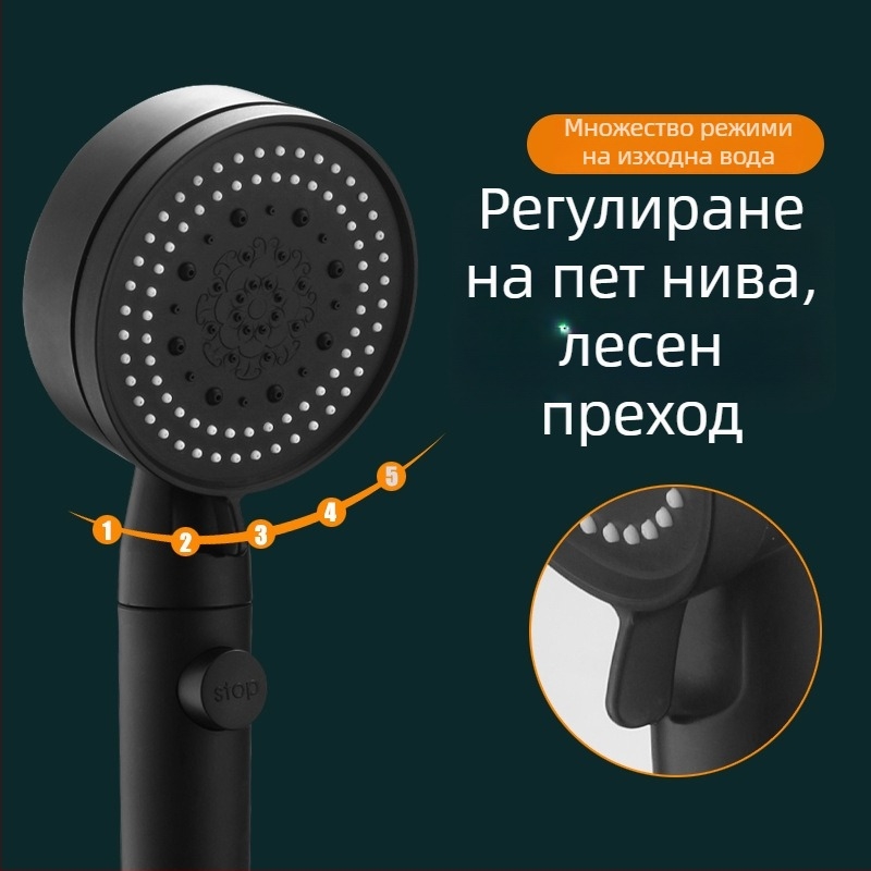 Комплект душ глава с повишено налягане — режим Top spray, дъждовен режим, ABS, електроплатировка, модел A012001008