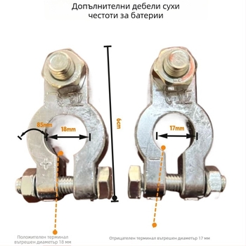 Клема за автомобилна батерия – чисто олово, универсална съвместимост, удебелена конструкция, за автомобилни клеми