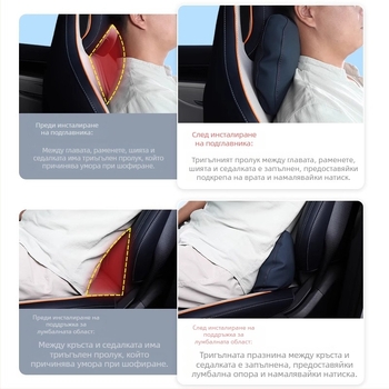 Универсална възглавничка за глава и шия с лумбална опора за спортни седалки, съвместима с 25 модела 01, всесезонна, персонализируема