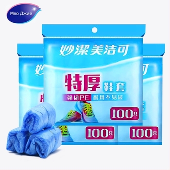 Дебелени еднократни PE покривки за обувки, прахоустойчиви, опаковка 60/100 броя
