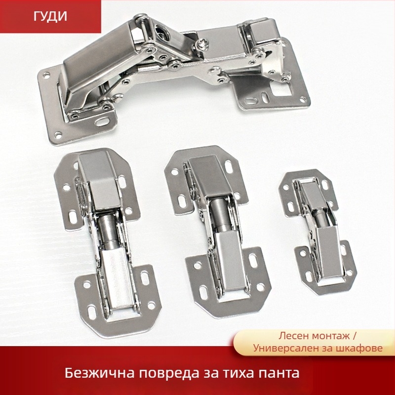 Гардеробен шарнир за врати – без отвори, хидравличен амортизатор, студено валцована стомана, никелирана, модел A1