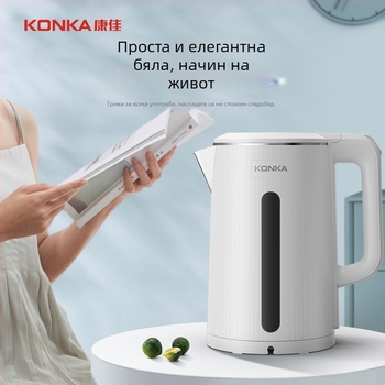 Електрически чайник 1.8 л, корпус от неръждаема стомана, нагряване от дъното, 1500–2000W, автоматично изключване