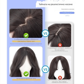 Перука: дълги големи вълни, естествен вид, термоустойчива синтетика, дълги къдрици с наклонена челка, покрива цялата глава