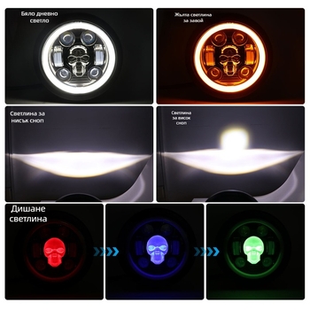 Мотоциклетен LED фар - алуминиева конструкция, 12V, водоустойчив, модел motor210, живот на светлинния източник 50 000 ч