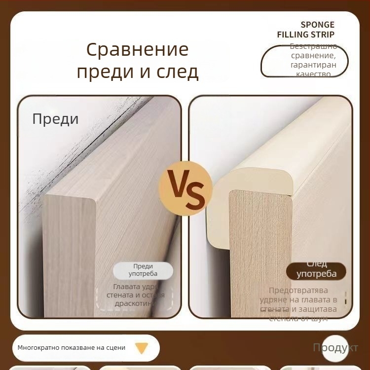 Yi wrist Странична ударопоглъщаща възглавница за стена със мека облегалка – стабилизира леглото, намалява движение и скърцане, тих буфер