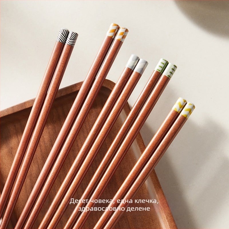 Пръчки за хранене от червено сандалово дърво, модерен минималистичен стил, 5 двойки, ръчна изработка, огледално полирани