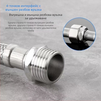 Воден входен маркуч с оплетка от 304 неръждаема стомана, модел 00, номинално налягане 1.0, марка Yellow Nest, модерен стил