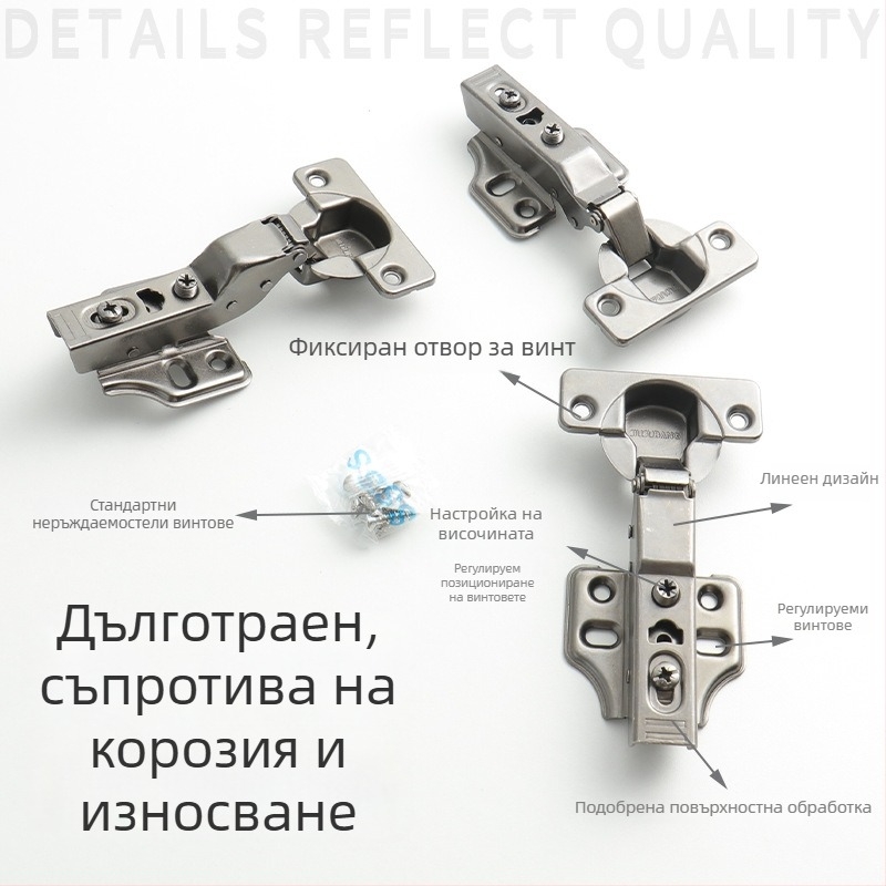 Шарнир за гардероб от неръждаема стомана с хидравлично демпфиране (никелиран финиш, модел Kg-g6)