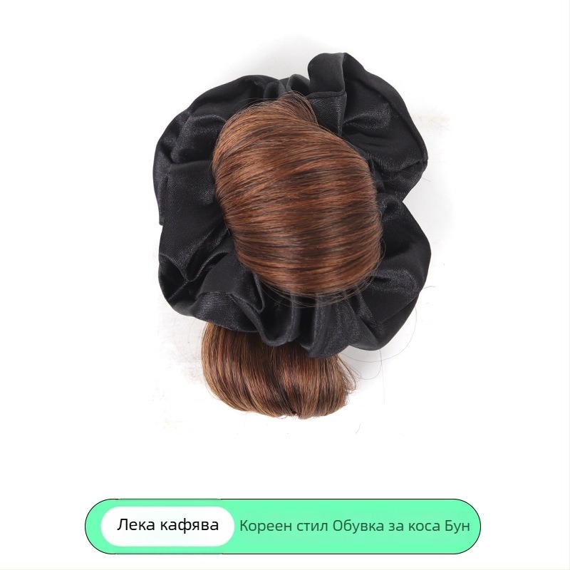 Перука с кок за жени – копринено влакно за високи температури, къса дължина, не може да се боядисва или перманентно обработва