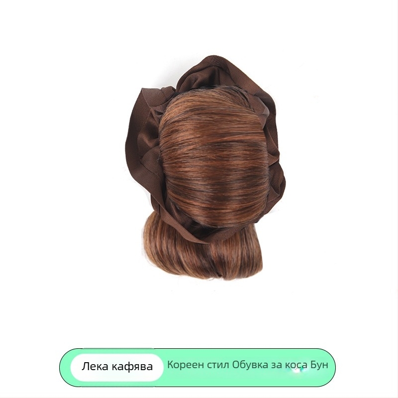 Перука с кок за жени – копринено влакно за високи температури, къса дължина, не може да се боядисва или перманентно обработва