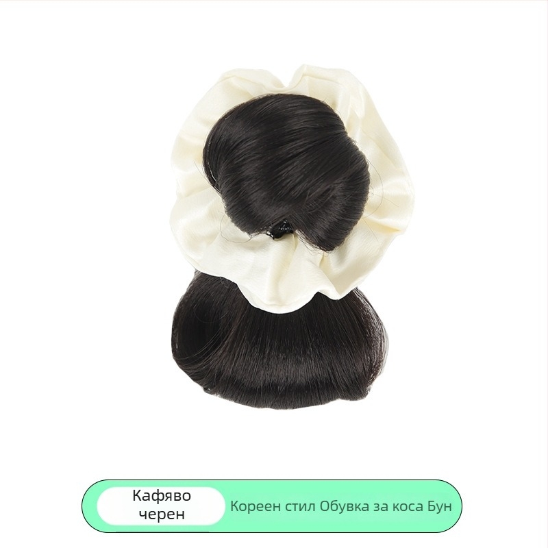 Перука с кок за жени – копринено влакно за високи температури, къса дължина, не може да се боядисва или перманентно обработва